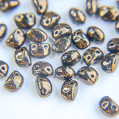 捷克进口半椭圆双孔珠4×6mm玳瑁玻璃珠串珠手工diy材料5g约30颗