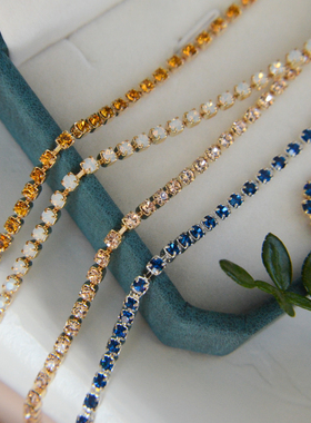 2mm捷克进口超闪高品质钻链pp18蛋白红蓝金黄色约28颗法绣串珠diy