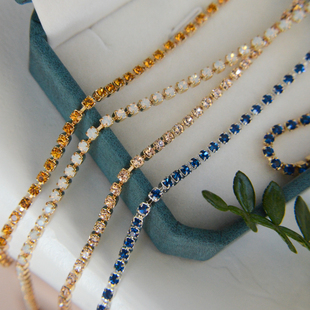 2mm捷克进口超闪高品质钻链pp18蛋白红蓝金黄色约28颗法绣串珠diy