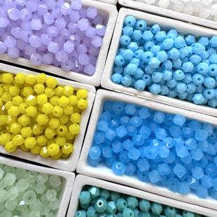 玉石陶瓷面特殊材质系列4mm菱珠绿松石水晶玻璃饰品手工串珠散珠