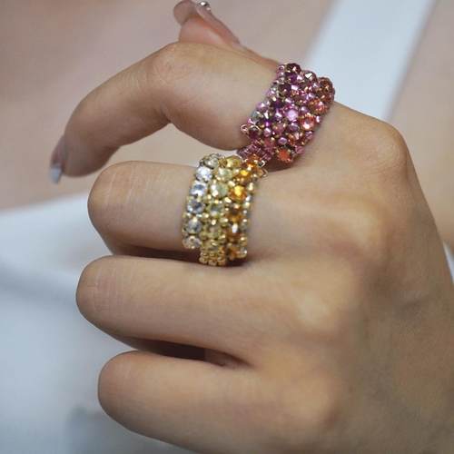 纯手工串珠闪钻戒指DIY成品