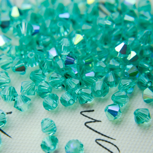 冰柠绿AB彩菱珠50颗 5mm加勒比海蓝 捷克宝仕奥莎进口菱珠3mm 4mm