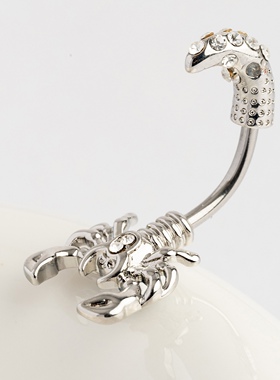 ELEGZO徕资蝎子肚脐钉镶嵌捷克钻316L钢脐环杆长10mm杆粗1.6mm