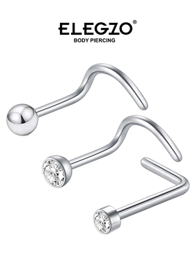 进口2mm钻ASTMF36植入级别钛鼻钉耳骨钉银色弯鼻钉防脱落养鼻洞