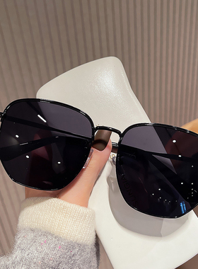 15.7cm大码透明蓝色太阳镜女大脸时尚加大加宽金属墨镜男显脸小