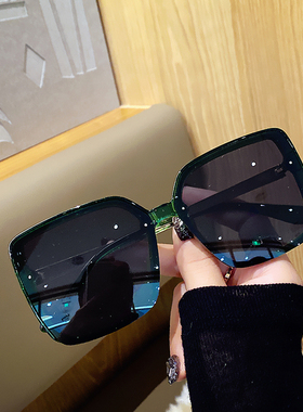 韩版方形绿色太阳镜女时尚眼镜