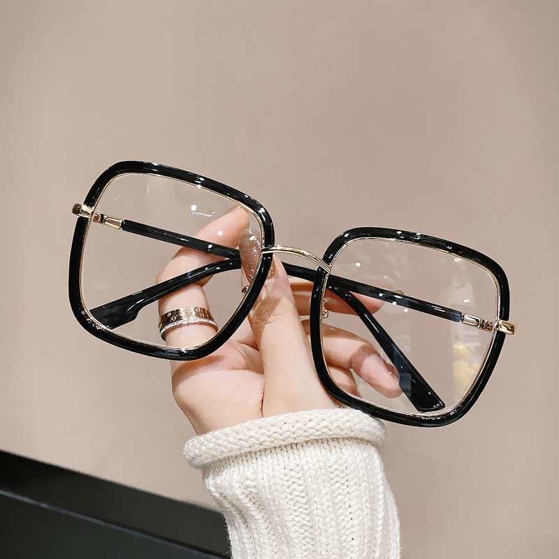 网红素颜圆脸透明框防蓝光眼镜