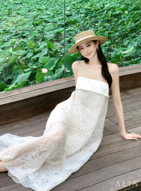 ALIN【人间仙品2.0】3D立体盘花高密定型蕾丝连衣裙女夏季AL6NSL1