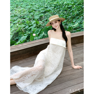 ALIN【人间仙品2.0】3D立体盘花高密定型蕾丝连衣裙女夏季AL6NSL1
