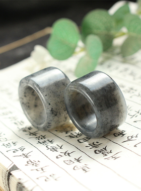 男女款和田玉点墨青花扳指