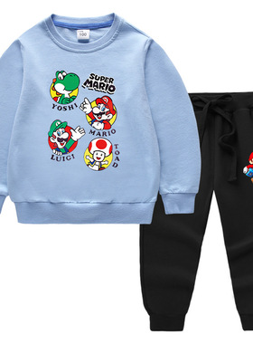 超级玛丽super mario2026秋季新款童装儿童卫衣长裤两件套全棉
