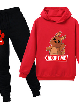 ROBLOX ADOPT ME新款游戏卡通印花图案儿童连帽卫衣套装PH1876