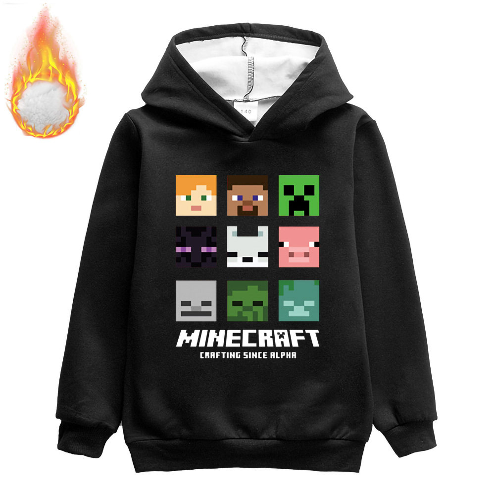 我的世界Minecraft男童双层加厚加绒不倒绒卫衣