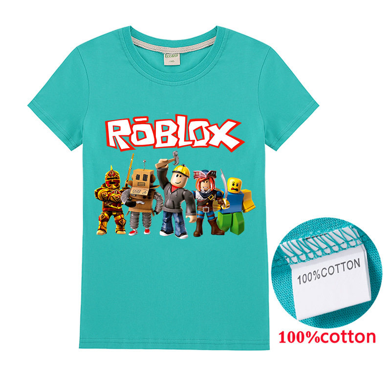 男童纯棉短袖T恤罗布乐思Roblox印花卡通休闲夏季儿童小孩短袖童