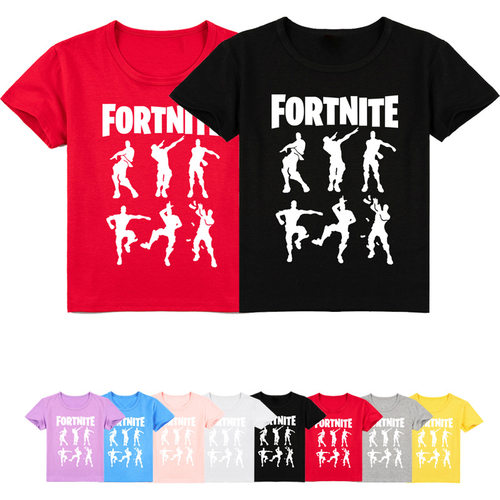 堡垒之夜fortnite中大童卡通休闲印花夏季短袖T