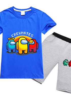 太空狼人杀Among us童装儿童印花T恤+短裤小孩套装RT2054