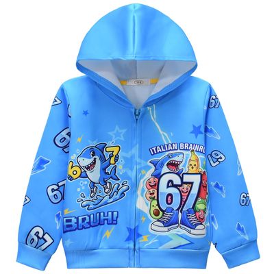 新款跨境 Steal A Brainrot 儿童拉链连帽外套夹克衫卫衣36377
