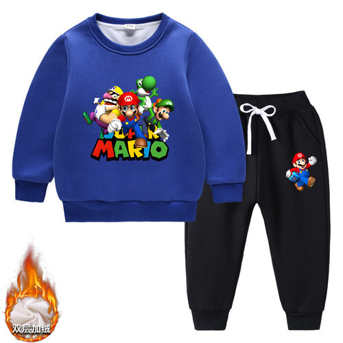 Super mario超级马里奥2026秋冬季儿童卫衣套装洋气新款中大童加