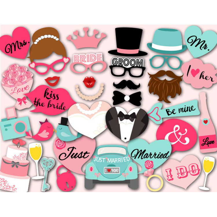 36个Wedding Party 婚礼结婚拍照道具 Married 新婚爱情Love流行