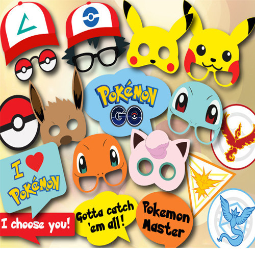 19个 Pokemon Go 口袋妖怪皮卡丘 生日拍照道具 生日宴派对照相亭