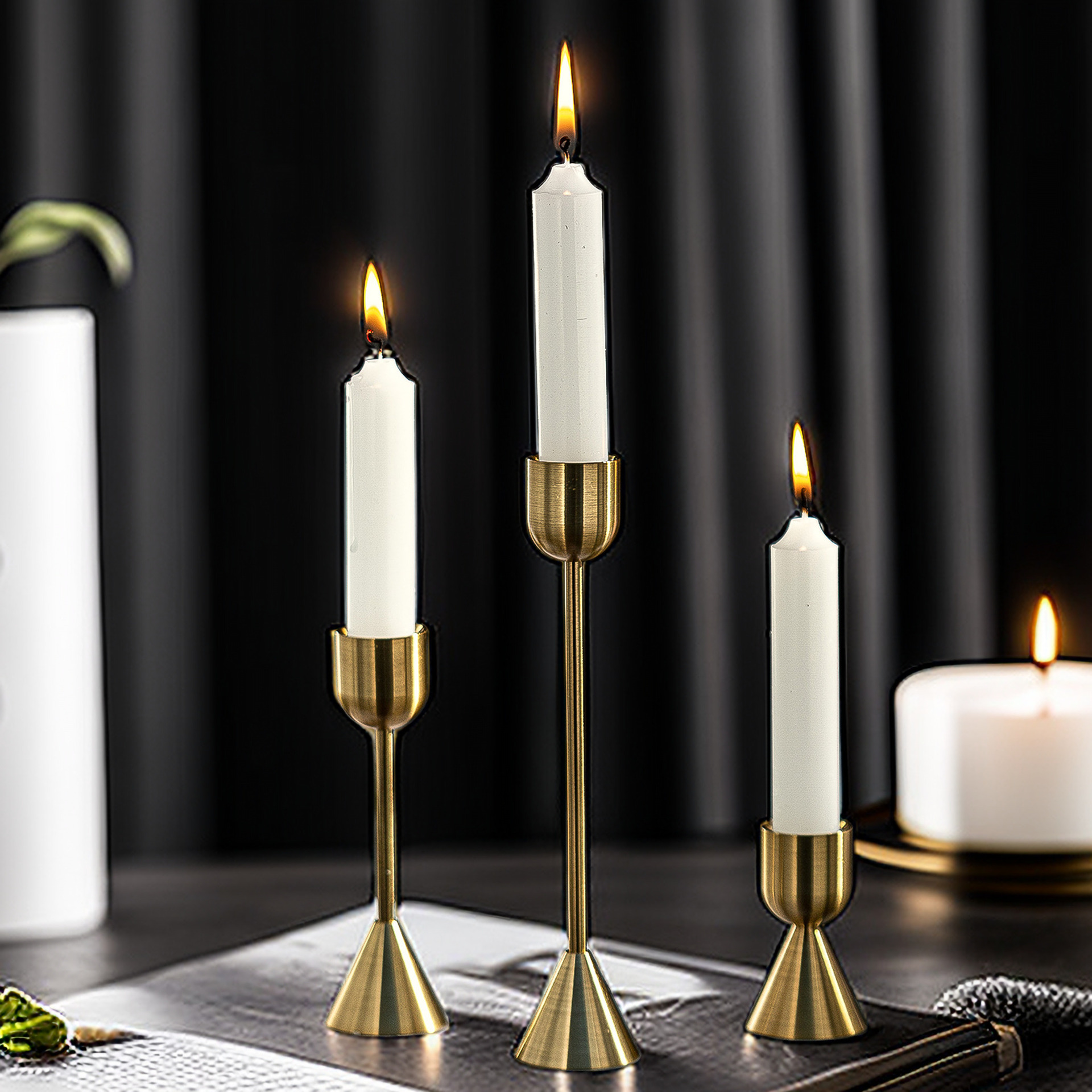 欧式美式乡村铝艺蜡烛台摆件 家用简约创意金属复古烛台底座