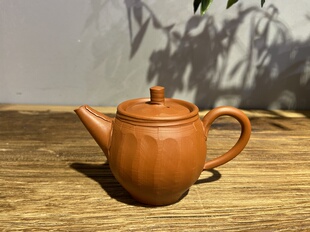 日本常滑烧已故巨匠杉江诚一木仙窑 老朱泥后手刀削面泡茶壶