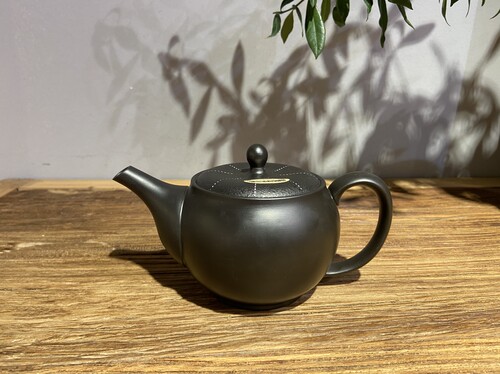 日本常滑烧春秋窑 黑泥300cc后手急须泡茶壶