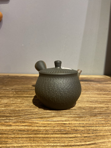 日本常滑烧玉光窑作灰泥跳刀火窑变小而精的侧把急须泡茶壶