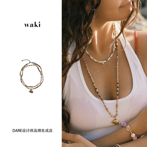 waki肯尼亚日记项链串珠锁骨链
