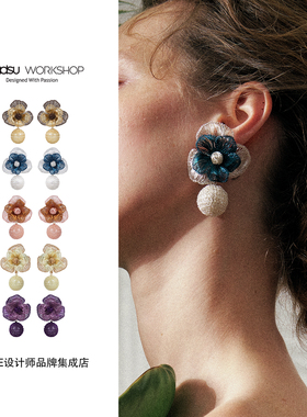 Dare买手店 beadsu workshop【植物志】双层花坠珠耳环花朵复古女