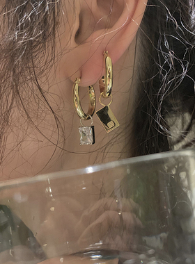 Dare买手店 come noi 正品 wait2sce 卡片钻石个性百搭耳环饰品女