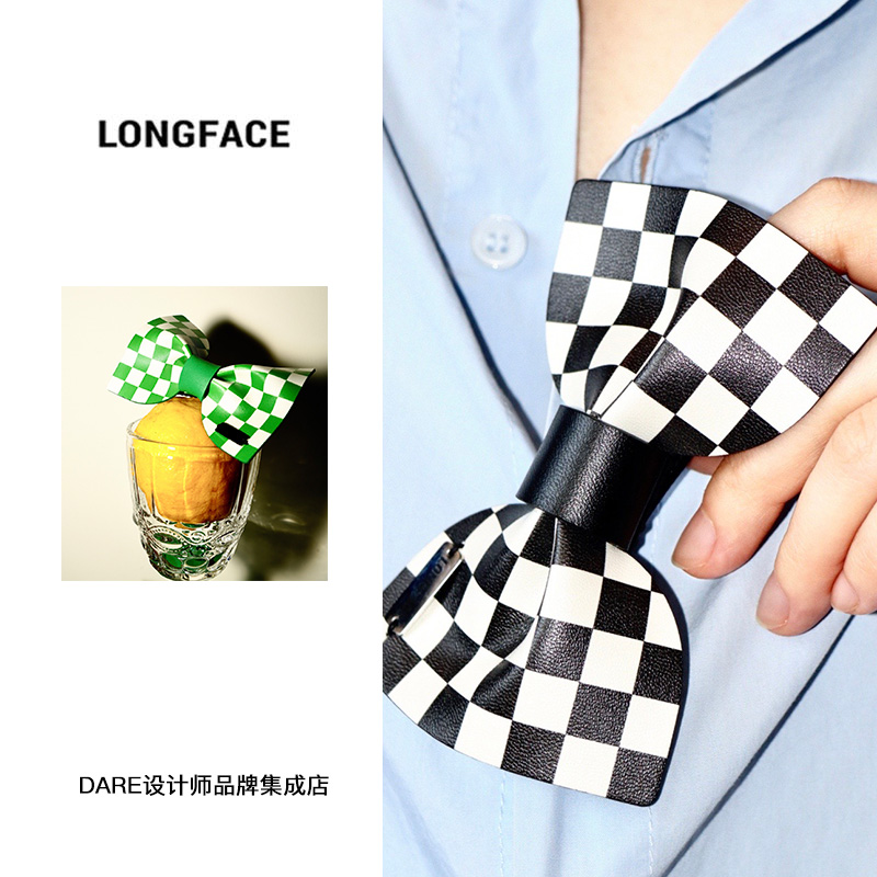 Dare买手店 LONGFACE 正品 棋盘格蝴蝶结发卡可爱气质原创饰品 饰品/流行首饰/时尚饰品新 发饰 原图主图