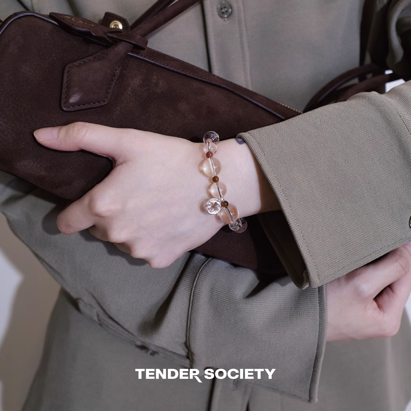 Dare买手店Tender society澄净白水晶手串富贵好运原创中式首饰女