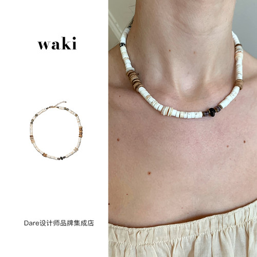waki自由牧场贝壳串珠项链