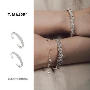 Dare买手店 手环 T.MAJOR簇拥四照花拼接环绕手镯纯银暗黑花朵中式