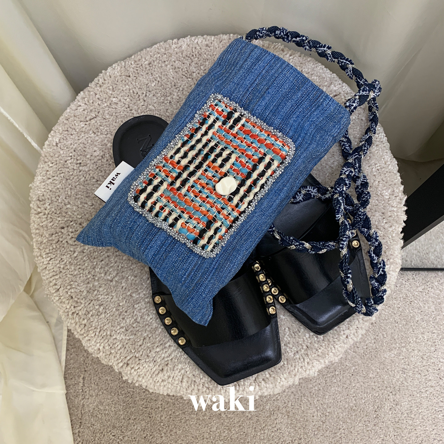 Dare买手店 waki 斯里兰卡蓝色复古斜挎包小包包民族风原创设计包