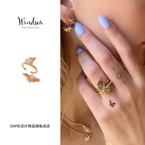 Dare买手店 LHwindsor温莎珠宝蝶影戒指蝴蝶复古原创设计首饰精致
