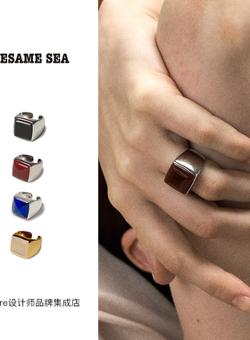 Dare买手店sesame sea方形开口戒指复古高级欧美饰品首饰原创设计