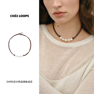 CHEZ 微笑珍珠项链原创设计复古小众饰品首饰高级复古气质 LOOPS