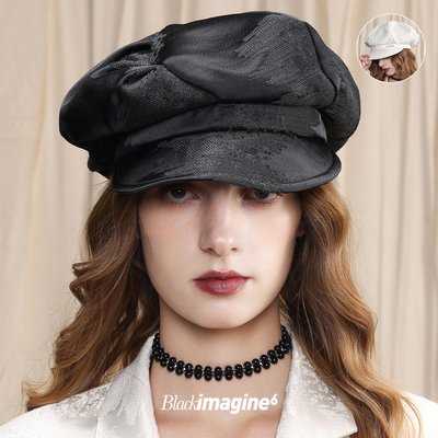Dare买手店 blackimagine6褶皱设计鸭舌贝雷帽复古画家帽八角帽女