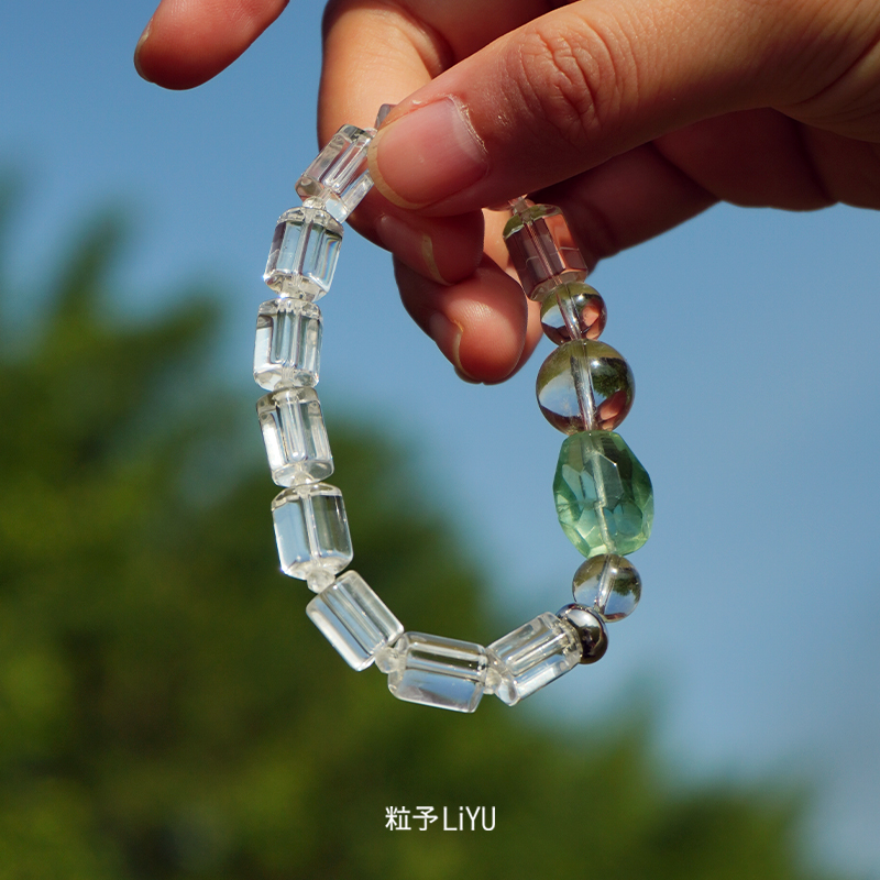 Dare买手店 粒予LIYU 山灵水晶手串巴西白水晶串珠度假气质首饰女