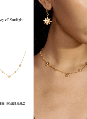 Dare买手店 A ray of sunlight星芒珍珠闪锆项链金色复古高级首饰