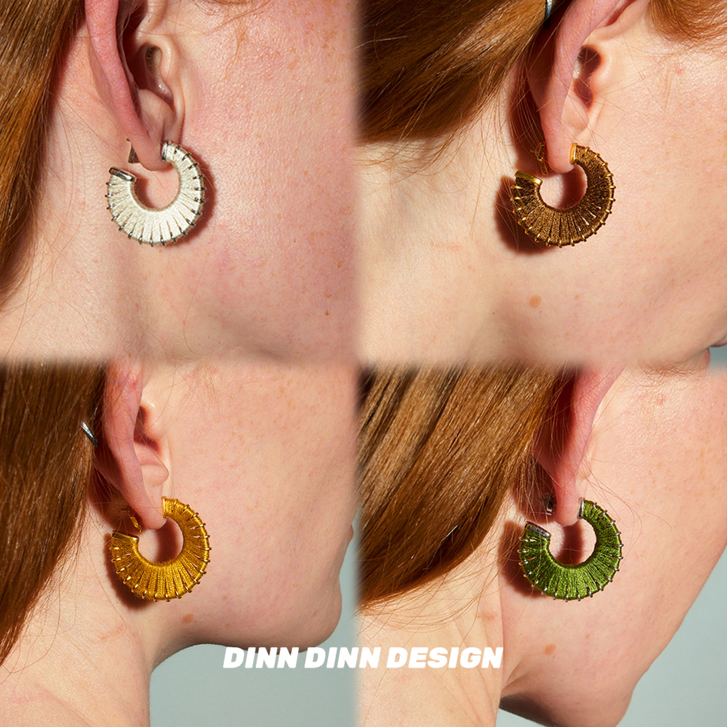 Dare买手店 DINN DINN DESIGN 四色缠绕编织圈圈耳环原创设计耳饰