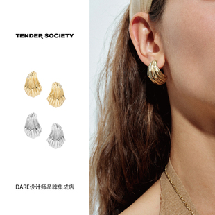 董洁推荐 tender society贝壳纹C圈耳环金色复古度假通勤饰品首饰