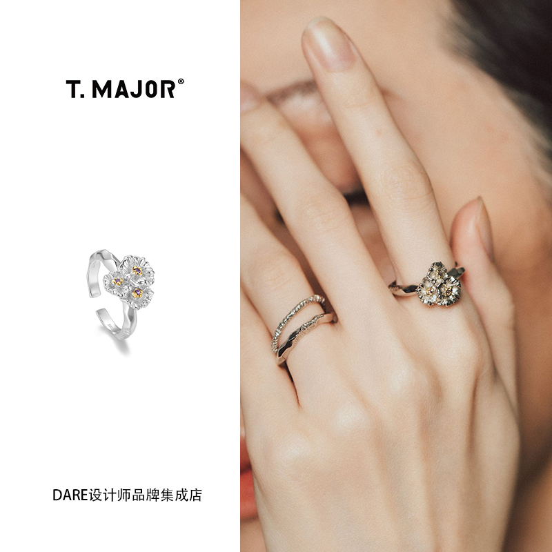 Dare买手店 T.MAJOR 曼陀罗花束开口戒女纯银轻奢新中式暗黑小众