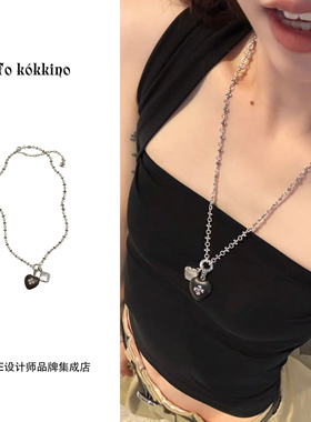 Dare买手店 tokokkino正品 碰撞水晶紫檀木烧银项链原创设计做旧