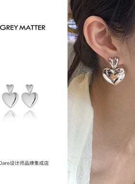 【6折】grey matter正品悬挂双桃心耳环爱心小众甜美饰品