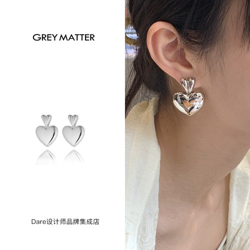 greymatter悬挂双桃心耳环