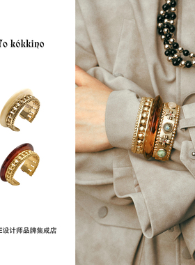Tokokkino 复古树脂金属手环宽复古原创高级精致手镯饰品首饰精致