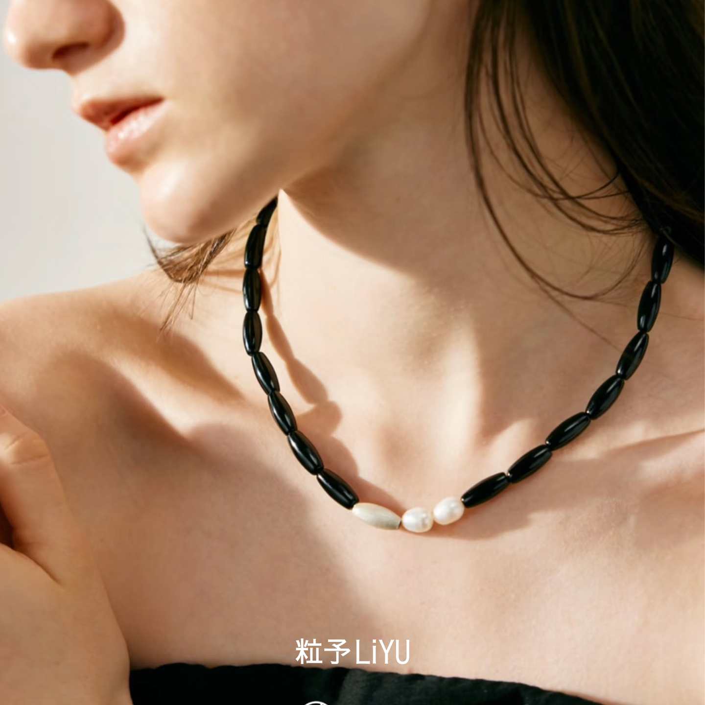 Dare买手店 粒予LIYU 夜海珠光项链黑玛瑙原创设计首饰天然石小众